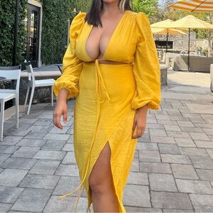 Showpo Vibrant Yellow Long Sleeve Dress